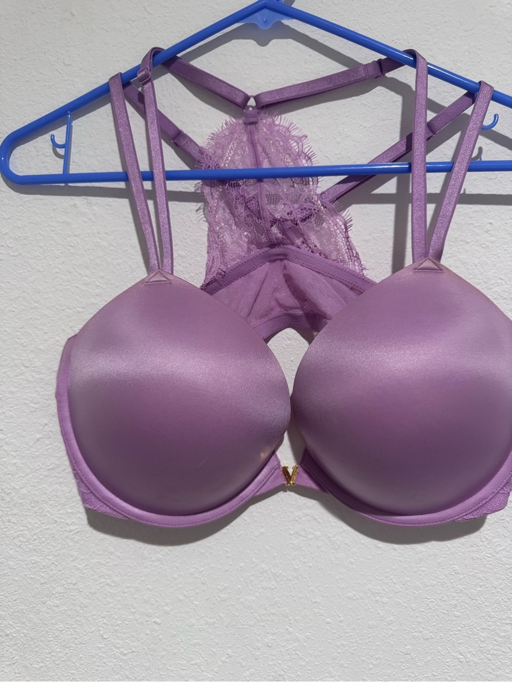 Victoria's Secret Lilac Push-Up Bra with Lace Racerback